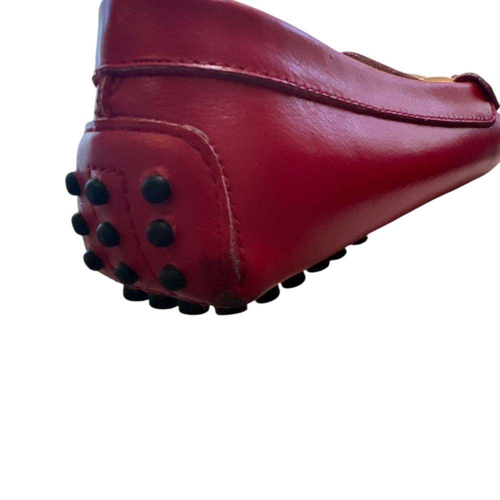 Ausland Red Driving Loafers Size 39 (US 8.5) Moccasin Flats Gold Bit Slip On - Picture 10 of 11